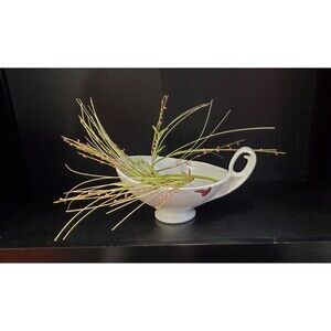 Vtg RedWing Pottery Gravy Boat Bowl Ear Handle Off White Stoneware Console Dish